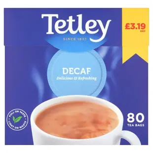 Tetley Decaf černý čaj bez kofeinu 80 ks 250 g PM